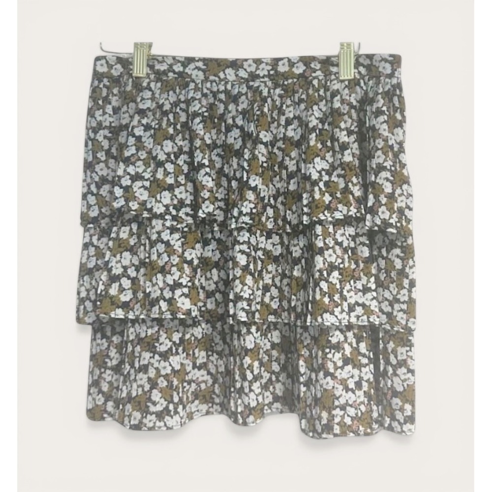 Womens Mini Skirt Size Medium Tiered Floral Granola Cottagecore Earthy - Picture 2 of 9
